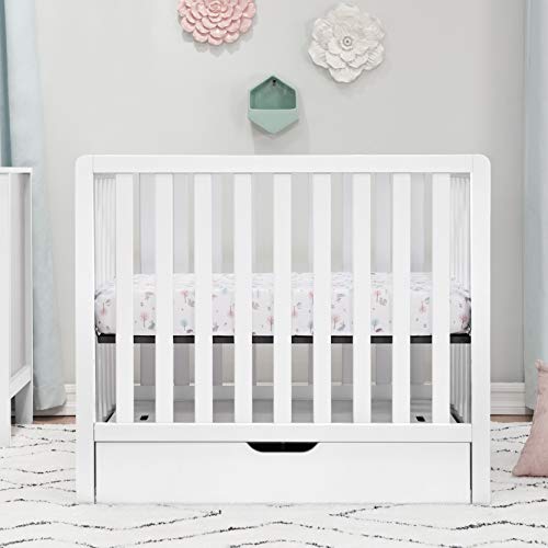 Carter's by DaVinci Colby 4-in-1 Convertible Mini Crib with Trundle Drawer in White, Greenguard Gold Certified, Undercrib Storage