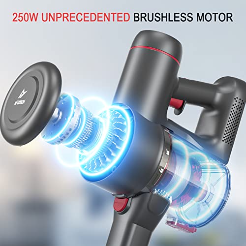 Cordless Vacuum Cleaner, 250W Powerful 25KPA Suction Stick Vacuum Cleaner with 2200mAh Battery 35Mins Runtime, 6 in 1 Lightweight Self-Standing Vacuum for Hardwood Pet Hair Car Cleaning A200