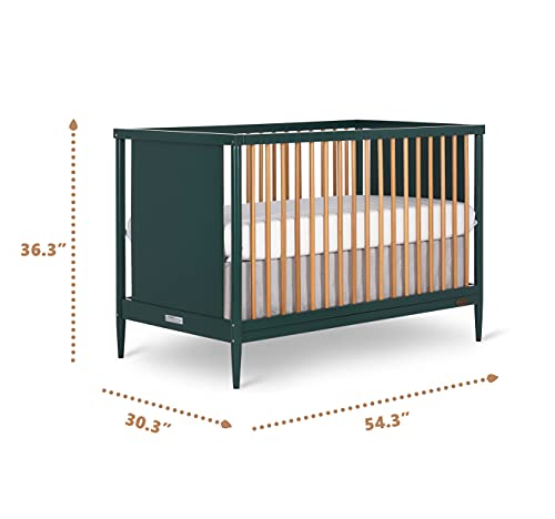 Dream On Me Clover 4-in-1 Modern Island Crib with Rounded Spindles I Convertible Crib I Mid- Century Meets Modern I Coordinates with The Clover Changing Table, Olive, 54.3x30.3x36.3 Inch (Pack of 1)