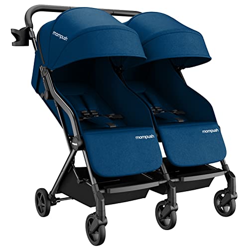 Mompush Lithe Double Stroller Side by Side For Growing Families - Cozy Compact Twin Stroller - Travel Ready Side by Side Stroller for Memorable Outings - Lightweight Double Stroller Infant and Toddler
