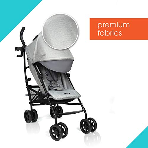 Summer Infant 3Dlite+ Convenience Stroller, Granite Herringbone  – Lightweight Umbrella Stroller with Oversized Canopy, Extra-Large Storage and Compact Fold
