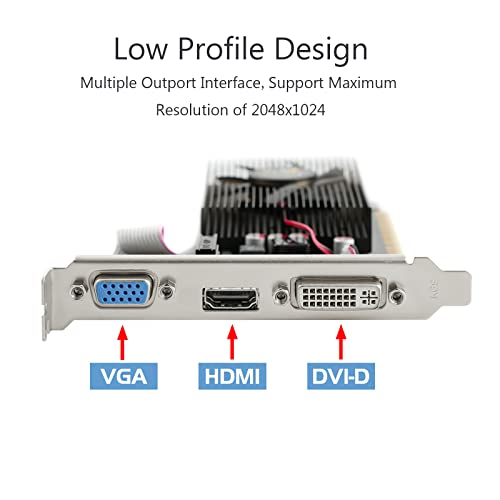 SAPLOS GeForce GT 730 2GB DDR3 64-Bits Low Profile Graphics Card,DVI-I,HDMI,VGA,PCI Express 2.0 x8,NVIDIA Video Card for PC Gaming/Working,DirectX 12,Computer GPU