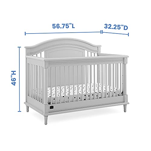 Simmons Kids Juliette 6-in-1 Convertible Crib with Toddler Rail, Greenguard Gold Certified, Moonstruck Grey