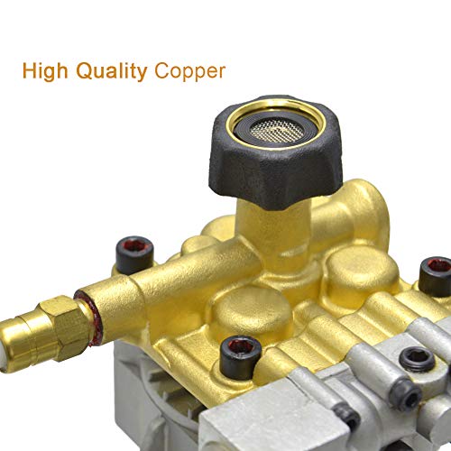 Horizontal 3/4" Shaft Pressure Washer Pump, MAX 3400 PSI 2.5 GPM, Brass Head Power Washer Pump Fits Honda, B&S, Homelite, Waspper etc Gas Engine Power Washer