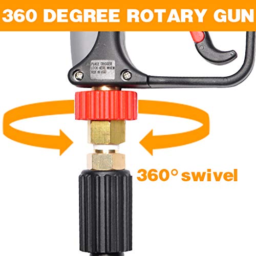 Pressure Washer Short Gun,Commercial Grade 5000 PSI / 10.5 GPM, Best for Gas Power Washer, 3/8" Swivel QC Plug 1/4" Quick Socket, with Spray Nozzle Tips