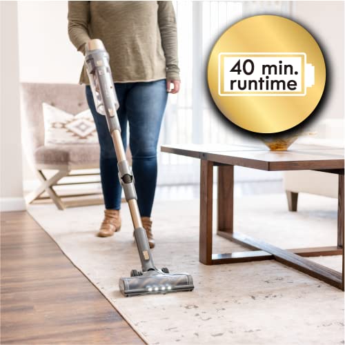 Kenmore DS4095 21.6V Cordless Stick Vacuum Lightweight Cleaner with 2-Speed Power Control, LED Headlight, Converts to Handheld for Hardwood Floors, Carpet & Pet Hair, Brushless w/EasyReach Wand, Gold