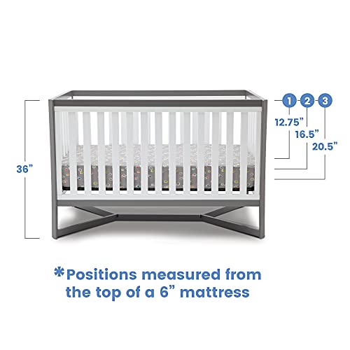 Delta Children Tribeca 4-in-1 Baby Convertible Crib, Greenguard Gold Certified, White/Grey