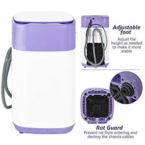 Giantex Portable Washing Machine, Full Automatic Washer and Dryer Combo 8lbs, 1.0 cu.ft 6 Programs 6 Water Levels Built-in Drain Pump, Top Load 2 in 1 Mini Laundry Washer Apartment Dorm (Purple & White)