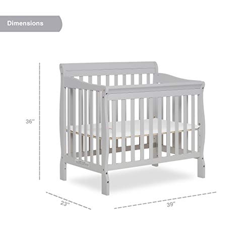 Dream On Me Aden 4-in-1 Convertible Mini Crib in Grey, Greenguard Gold Certified