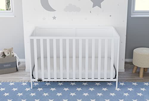 Graco Theo Convertible Crib (White) – GREENGUARD Gold Certified, Converts from Baby Crib to Toddler Bed and Daybed, Fits Standard Full-Size Crib Mattress, Adjustable Mattress Support Base