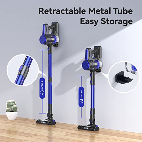 Cordless Vacuum Cleaner, EICOBOT A10 High Efficiency Stick Vacuum with 30min Long Runtime Detachable Battery, 4 in 1 Lightweight Quiet Vacuum Cleaner Perfect for Hardwood Floor Pet Hair