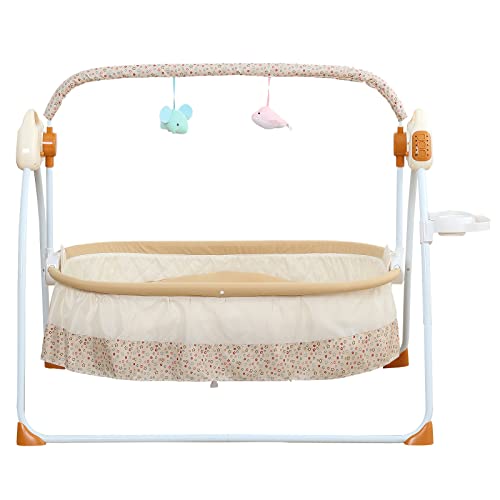 Electric Crib Cradle Newborn Cradle Swings Rocking Chair Bassinet Infant Bed Cot Crib Basket 0-18 Months Portable Crib with Music