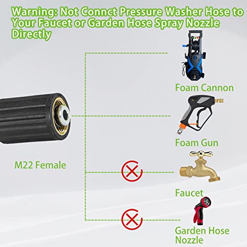 PWACCS Pressure Washer Hose for Power Washer – 3600 PSI Kink Resistant Pressure Washing Extension Hose 100 FT x 1/4" – Universal Electric Power Wash Hose for Replacement – Compatible with M22 Fittings