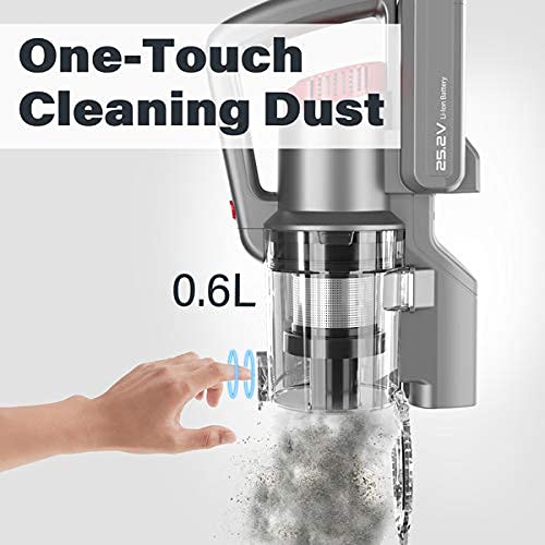 VEAVON P8PLUS Cordless Vacuum Cleaner, Lightweight Bagless Vacuum, 40 Minutes Long Running Time, 4 in 1 Stick Vacuum, 24W Powerful Suction for Hard Floors, 3 Crevice Tool for Home Pet Hair, Gray