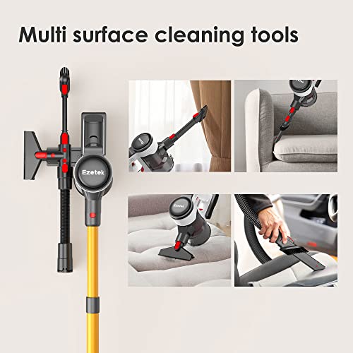 Ezetek Cordless Stick Vacuum with Dual Brushroll, Stick Vacuum Cleaner Cordless 57wh & 45 Mins Runtime, Lightweight Wireless Vacuum with Extended Hose for Hard-to-Reach Cleaning