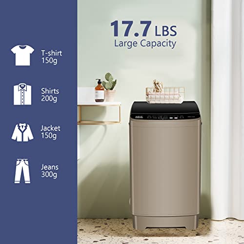 Krib Bling Full-Automatic Washing Machine with Drain Pump, 17.7lbs Compact Washer, 10 WashProgram & 8 Water Level, Ideal for Apartment, Dorm, RV