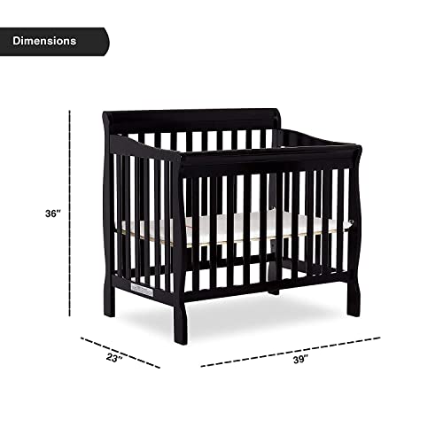 4-in-1 Convertible Mini Crib in Black, Greenguard Gold Certified