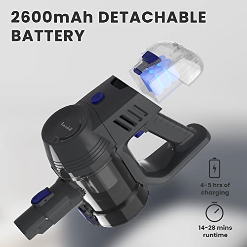 LACIDOLL Cordless Vacuum Cleaner 20kpa Lightweight Wet Dry Stick Vacuum Cleaner for Hard Floor Car Bagless Upright Vacuum Cleaner for Pet Hair with Detachable Battery Blue