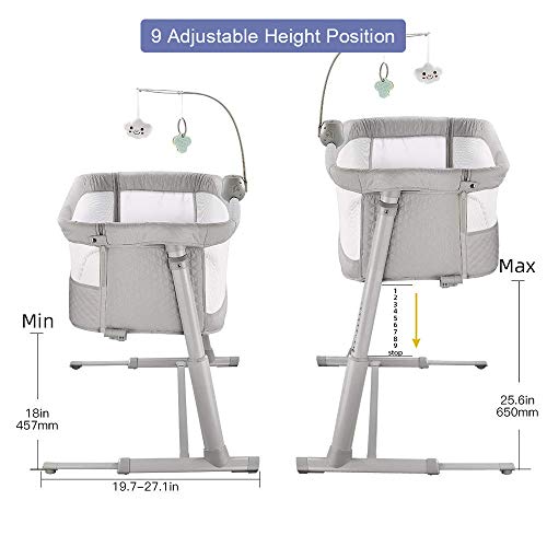Baby Bassinet,RONBEI Bedside Sleeper Baby Bed Cribs,Baby Bed to Bed, Newborn Baby Crib,Adjustable Portable Bed for Infant/Baby Boy/Baby Girl (Bassinet)