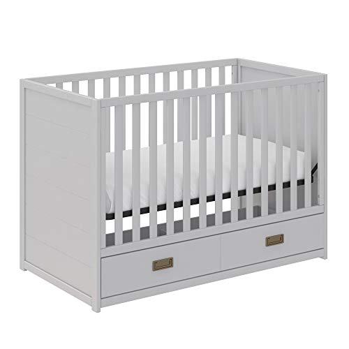 Little Seeds Haven 3-in-1 Convertible Storage Crib, Nursery, Dove Gray