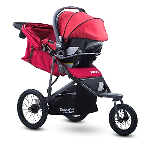 Joovy Zoom 360 Ultralight Jogging Stroller, Large Canopy, Lightweight Jogger, Extra Large Air Filled Tires, Red