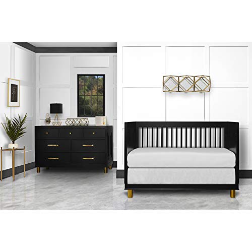 Evolur Loft Art Deco 3-in-1 Convertible Crib in Black, Greenguard Gold Certified, 54.75x30x45.5 Inch (Pack of 1)