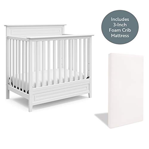 Storkcraft Petal 5-in-1 Convertible Mini Crib with Mattress, White