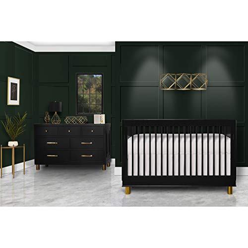 Evolur Loft Art Deco 3-in-1 Convertible Crib in Black, Greenguard Gold Certified, 54.75x30x45.5 Inch (Pack of 1)