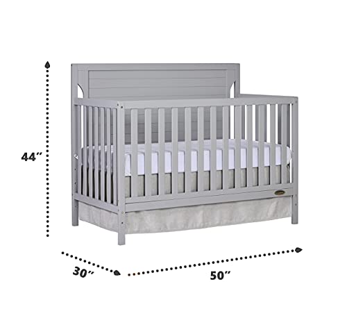 Dream On Me Cape Cod 5-in-1 Convertible Crib in Pebble Grey, Greenguard Gold Certified , 50x30x44 Inch (Pack of 1)