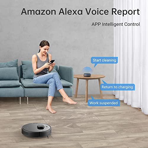 Dreametech D9 Max Robot Vacuum and Mop Combo, Lidar Navigation Robot Vacuum Sweep and Mop 2-in-1, 4000Pa Strong Suction Power, 150min Runtime, Compatible with Alexa, Map for Carpet, Hard Floor