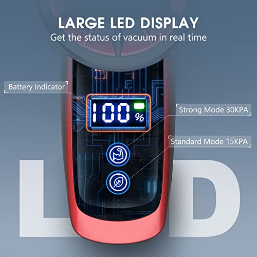 Cordless Vacuum Cleaner, 250W Stick Vacuum Cleaner with 30KPA Powerful Suction, Lightweight Handheld Vacuum LED Display for Carpet and Floor, Pet Hair (Hero 8)