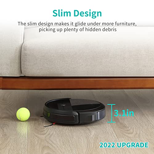 Robot Vacuum Cleaner, 2600Pa Strong Suction, Compatible with Alexa, App Control, Self Charging Robotic Vacuum, Clean Hard Floor, Low-Piled Carpet, Pet Hair, Slim, 2022 Upgrade AIRROBO P10 (Black)