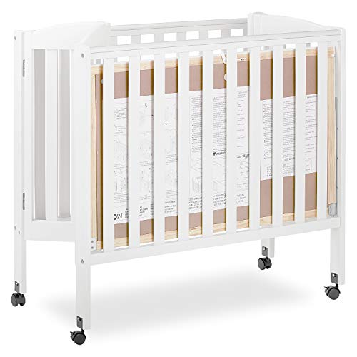 Dream On Me 3 in 1 Portable Folding Stationary Side Crib in White, Greenguard Gold Certified, Mini Crib