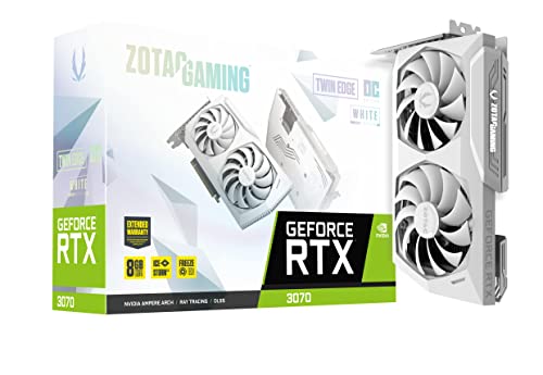 ZOTAC GAMING GeForce RTX™ 3070 Twin Edge OC White Edition LHR 8GB GDDR6 256-bit 14 Gbps PCIE 4.0 Gaming Graphics Card, IceStorm 2.0 Advanced Cooling, White LED Logo Lighting, ZT-A30700J-10PLHR