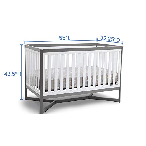 Delta Children Tribeca 4-in-1 Baby Convertible Crib, Greenguard Gold Certified, White/Grey