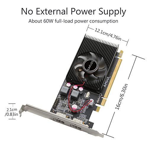 SAPLOS Radeon HD 6570 Graphics Card,Dual HDMI,1GB,GDDR3,64-Bits,PCI-Express 2.0 X16, Low Profile Computer GPU,Desktop Video Card for PC Gaming,DirectX 11