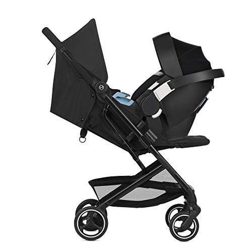 CYBEX Beezy Stroller, Lightweight Baby Stroller, Compact Fold, Compatible with All CYBEX Infant Seats, Stands for Storage, Easy to Carry, Multiple Recline Positions, Travel Stroller, Deep Black