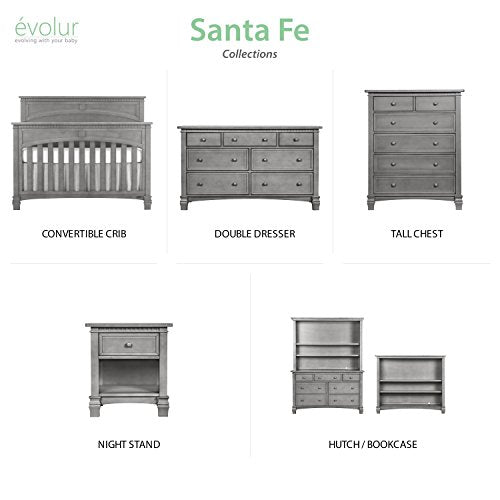 Evolur Santa Fe 5-in-1 Convertible Crib, Storm Grey