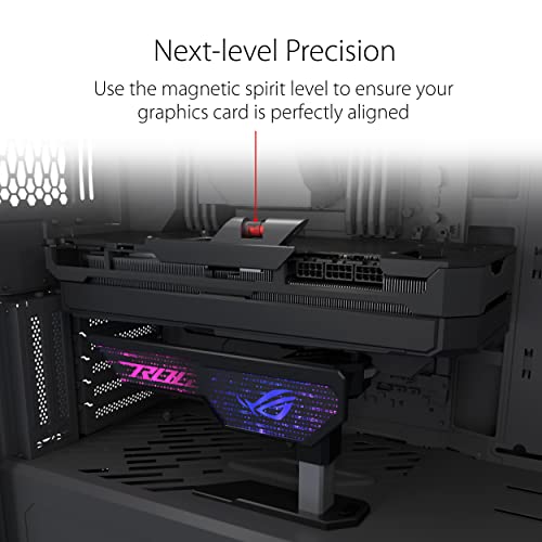 ASUS ROG Herculx Graphics Card Anti-Sag Holder Bracket (Solid Zinc Alloy Construction, Easy Toolless Installation, Included Spirit Level, Adjustable Height, Wide Compatibility, Aura Sync RGB)
