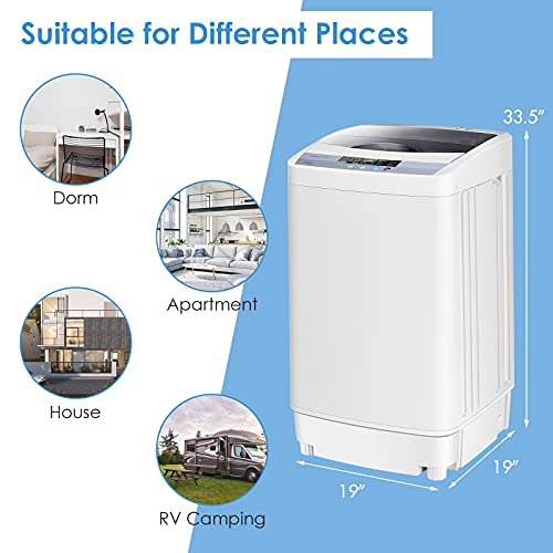 Casart Washing Machine Portable Compact 9.92lbs Capacity Full-Automatic W/Drain Pump,10 programs 8 Water Level 1.34 Cu.ft Cloth Washer and Spinner