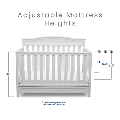 Delta Children Emery 4-in-1 Convertible Baby Crib - Greenguard Gold Certified, White