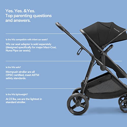 Mompush Wiz 2-in-1 Baby Stroller with Bassinet Mode - Foldable Infant Stroller to Explore More as a Family - Toddler Stroller with Reversible Stroller Seat - Travel System Compatible