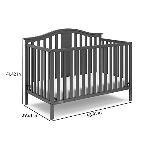 Graco Solano 5-in-1 Convertible Crib (Gray) – Converts from Baby Crib to Toddler Bed, Daybed and Full-Size Bed, Fits Standard Full-Size Crib Mattress, Adjustable Mattress Support Base