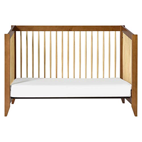 Babyletto Sprout 4-in-1 Convertible Crib with Toddler Bed Conversion Kit in Chestnut and Natural, Greenguard Gold Certified