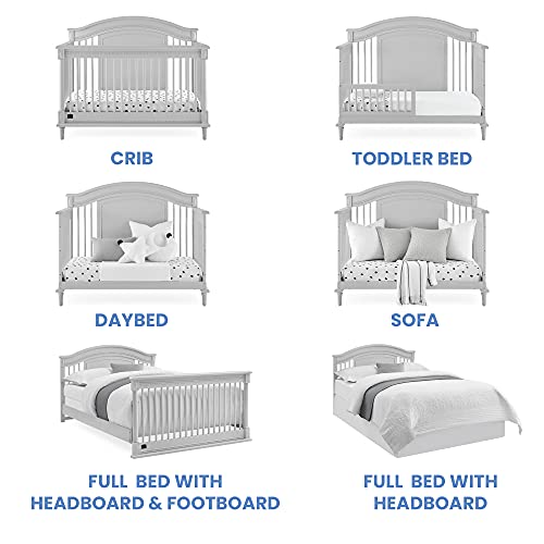 Simmons Kids Juliette 6-in-1 Convertible Crib with Toddler Rail, Greenguard Gold Certified, Moonstruck Grey