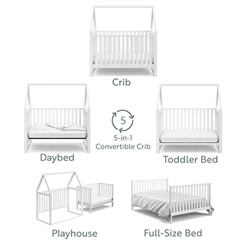 Storkcraft Orchard 5-in-1 Convertible Crib (White) – Canopy Style Baby Crib, Converts from Crib to Toddler Bed, Daybed and Full-Size Bed, Fits Standard Full-Size Crib Mattress