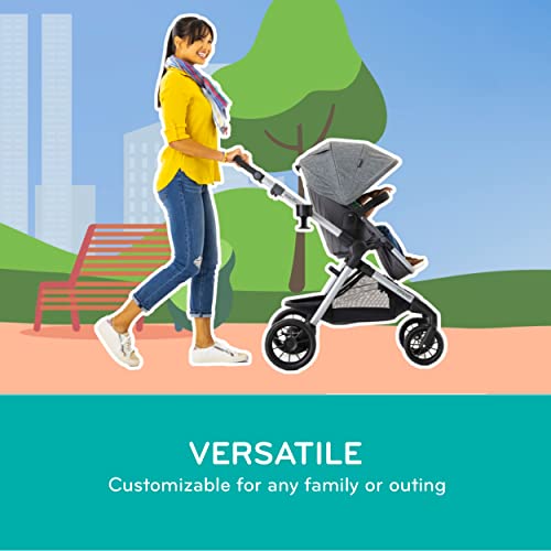 Evenflo Pivot Xpand Modular Stroller, Baby Stroller, Converts to Double Stroller, 4 Modes, Durable Construction, Extra-Large Storage Basket, Compact Folding Design, 55-lb Capacity, Stallion Black