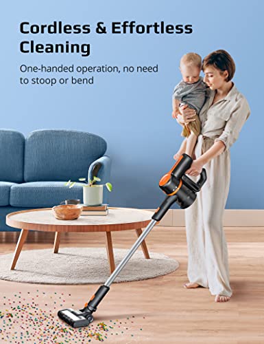 Cordless Vacuum Cleaner, Aspiron 25Kpa 250W Brushless Motor Cordless Stick Vacuum 6 in 1 with 50mins Long Runtime,LED Light, Pet Hair Vacuum Cordless for Carpet Hard Floor Car