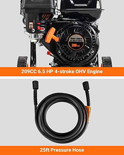 Gas Pressure Washer, ENGiNDOT 3200 PSI / 2.4 GPM Outdoor Power Equipment with 209CC 4-Stroke OHV Engine, Pressure Washer Includes Soap Tank, 5 QC Nozzles, CARB Compliant - GSH01B