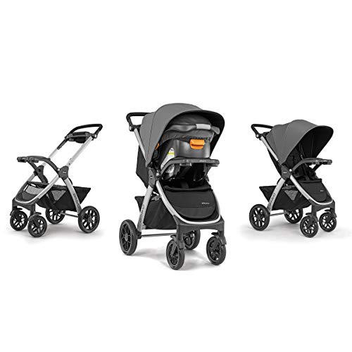 Chicco Bravo 3-in-1 Trio Travel System, Bravo Quick-Fold Stroller with Top-Rated KeyFit 30 Infant Car Seat and Base, Car Seat and Stroller Combo | Camden/Black